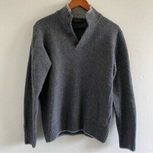 Daniele Blasi Knit Sweater 1/4 Button Medium Gray Italian Wool Textured Soft